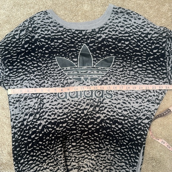 Adidas Black and Gray Patterned Oversized Long Sleeve Sweater Mini Dress Large - Picture 4 of 4